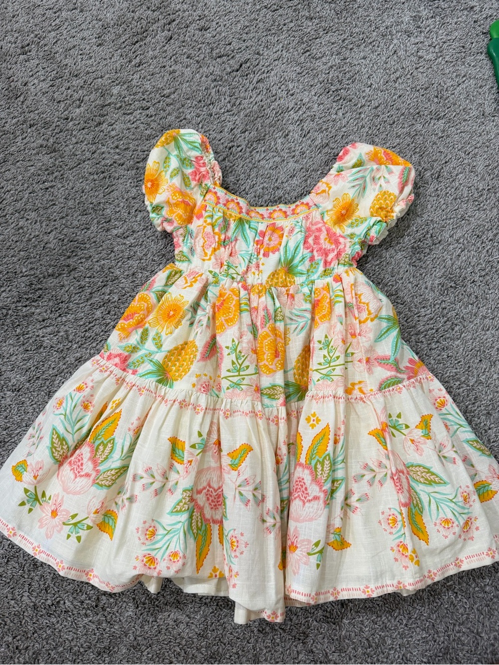 Rachel Zoe White Floral Dress with Yellow & Pink Accents